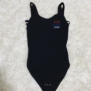 PINK USA bae black tank bodysuit
